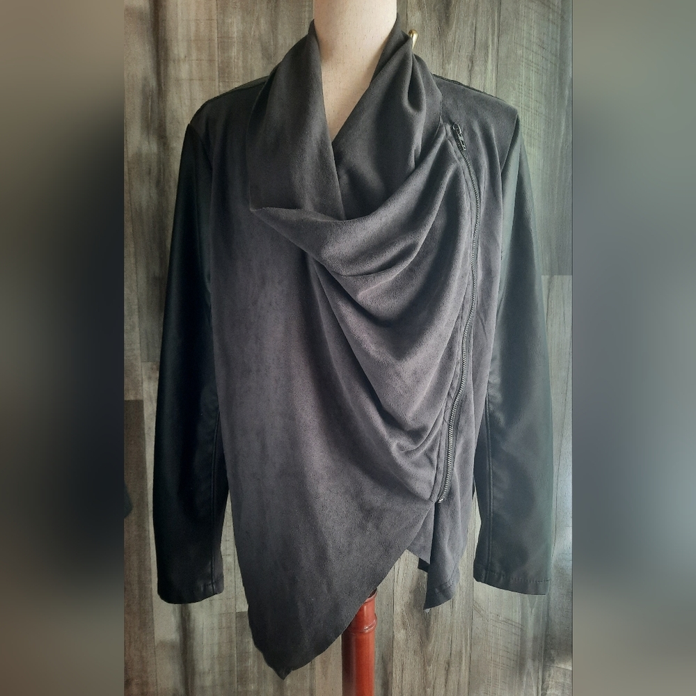 Blank NYC Shawl Faux Leather/Suede  Moto Jacket Sz L